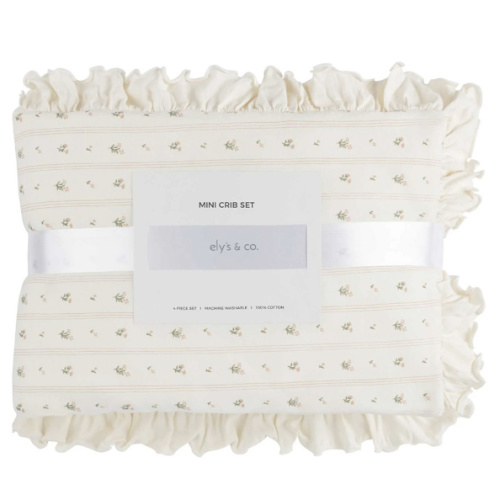Portable Crib Set (24"x38") - Linear Floral – Ely's & Co.
