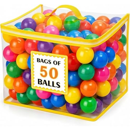 Ball Pit Balls for Toddlers: 50 100 200 Colorful Non-Toxic Balls with BPA-Free, Phthalate-Free, Crush-Resistant Polyethylene Plastic, 2.2 Inches, Perfect Toy for Boys and Girls Play