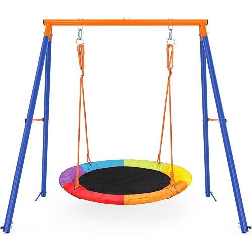 Swing Sets for Backyard, 40" Saucer Swing, 440 lb A-Frame Stand