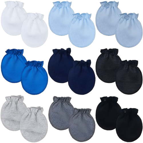 TELOLY 9 Pairs Newborn Baby Mittens Toddler No Scratch Mittens for 0-6 Months Baby Boys Girls, 9 Colors