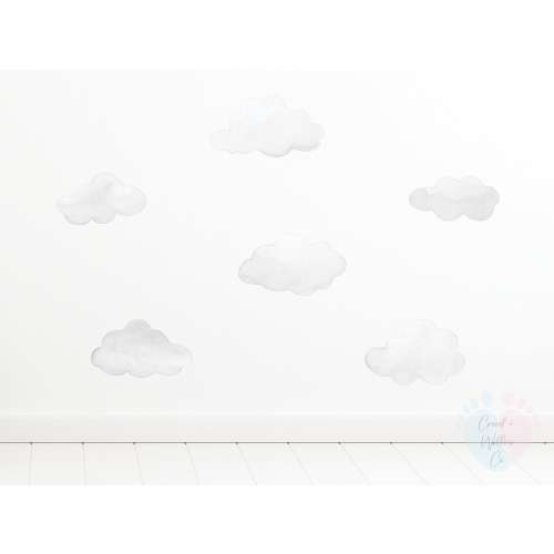 Watercolour Cloud Wall Stickers for Nursery or Kids Room | Removable Soft Sky Decals | Gentle Baby Room or Playroom Wall Art