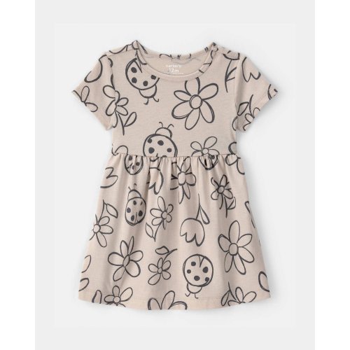 Baby Girl Floral Ladybug Short-Sleeve Dress - Brown | Carter's