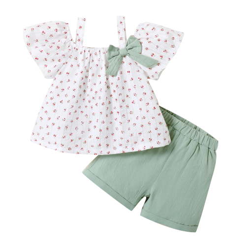 12 Months Baby Girls Clothes 18 Months Girls 2PCS Summer Outfits Set Toddler Girls Short Sleeve Top Shorts Set White