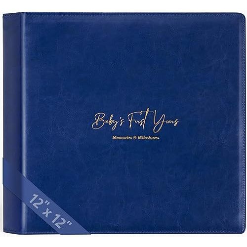 Keepsake Baby Memory Book Girl Boy – Timeless Leather-Bound Baby Milestone Book – Baby Book Keepsake Record First 5 Years – Gender Neutral Baby Scrapbook Album Baby Album Journal Registry Search Gift