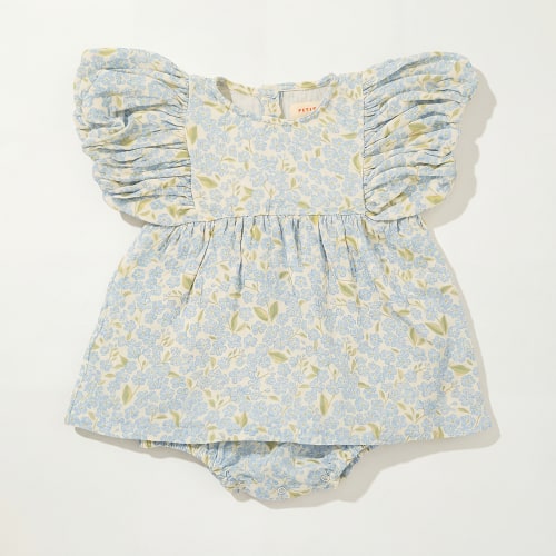 Organic Cotton Maya Romper Dress · Hydrangea