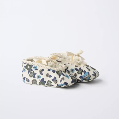 BALLET FLATS WITH BOW AND FLOWERS