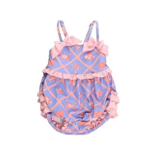 UPF50+ One Piece Bow Bubble Romper Swimsuit