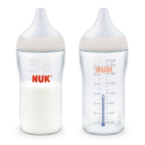 𝗚𝗟𝗔𝗦𝗦 𝟴𝗼𝘇 NUK Perfect Match Glass Baby Bottles - 8 fl oz/2pk