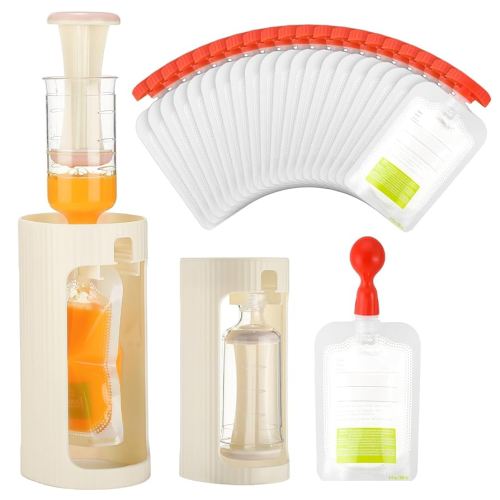 Squeeze Station Baby Food Maker Refillable Baby Food Pouches 50 Pcs Squeezed Pouches Filler Reusable Snacks Puree Storage Homemade Prep Essential for Infant and Toddlers