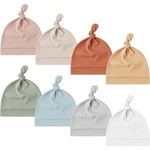 Konssy 6&8 Pack Baby Newborn Beanie Hat for Infant Girl Boy 0-6 Months