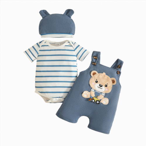 mgoYE Baby Boy Clothes Newborn Romper Spring Summer One-piece Outfit Infant Cute Cartoon Clothing Set(Sky Blue,0-3 Months)