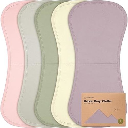 Organic Burp Cloths Baby Boy & Girl - 5-Pack Super Absorbent Cotton Burping Cloths for Babies, Soft & Plush Newborn Spit Up Rags, Infant Towels for Milk Spit Up, Unisex, Large 21" x 10" (Embrace)