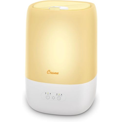 Crane Ultra-Quiet 3-in-1 Humidifier for Baby with Essential Oil Tray, 7-Color Sleep Light, 1 Gallon Top-Fill Tank, Ideal for Bedroom