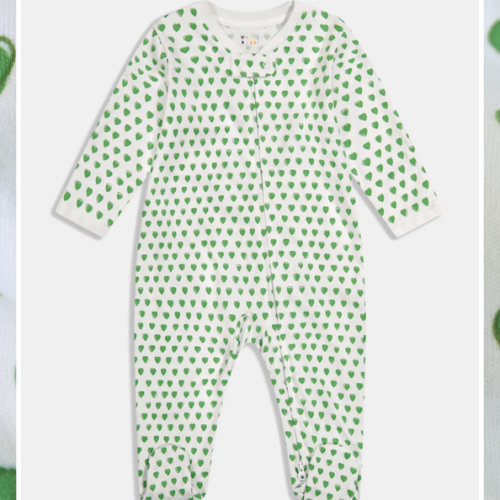 Infant Hearts Zipper Footie