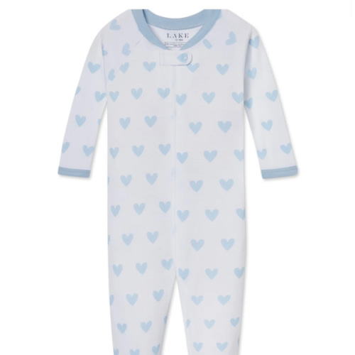 LAKE | Baby | Pima Cotton Pajamas | French Blue Heart Baby Sleeper