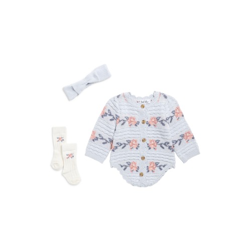 Floral Sweater Knit Romper, Headband & Socks Set