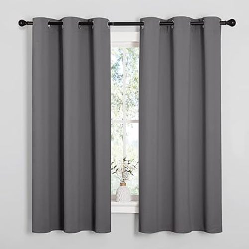 NICETOWN Blackout Curtains 2 Panels for Bedroom- Thermal Insulated Grommet Blackout Curtains 63 Inches Long for Living Room/Kitchen Rideaux occultants (2 Panels, W42 x L63 -Inch,Grey)