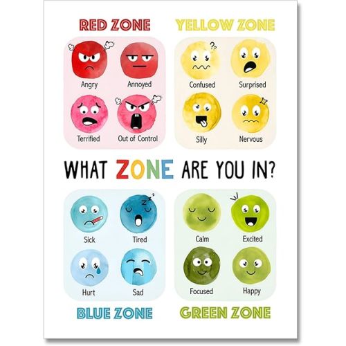 ARBOMG Children's emotional charts Mental health posters help students understand emotions posters -Calm Down Corner Classroom Decorations For Preschool Teachers, Educational Posters For Classroom 12X16 in UnFramed