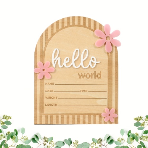 1pc hello world announcement sign wooden birth gender reveal - Temu Australia