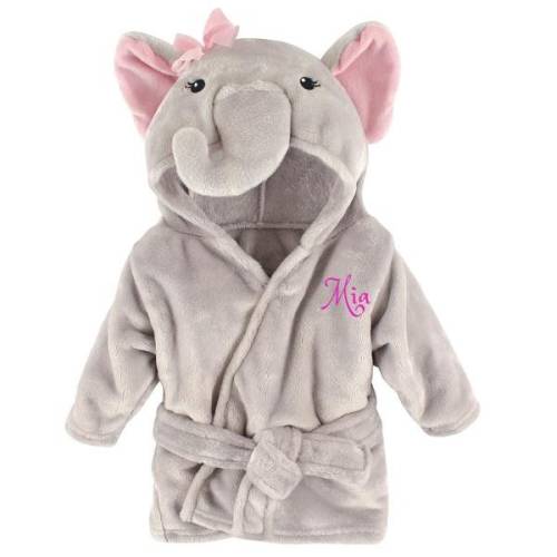 Personalized Baby Bathrobe -Pink Elephant -FREE Shipping -Custom Monogram /Name  0 to 9 months Gift /present /Infant /Baby Shower or Birth