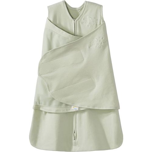 HALO 100% Cotton Sleepsack Swaddle, 3-Way Adjustable Wearable Blanket, TOG 1.5, Sage, Newborn, 0-3 Months