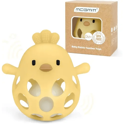 MCGMITT Baby Teething Toys for 3-6 Months, Easy Grasp Silicone Infant Rattle Teether Toy for 0-12 Months, BPA-Free Food Grade Baby Montessori Sensory Toys, Soft Infant Chew Toys for Teething Relief