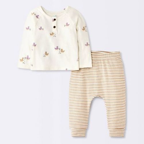 Baby Boys' Vintage Toys Long Sleeve and Striped Pants Set - Cloud Island™ Off-White 0-3M