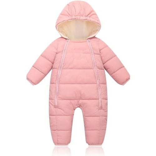 Infant Toddler Snowsuit Cute Newborn Winter Coat Warm Hooded Jumpsuit for Boys Girls 0-24 Months