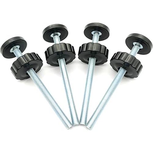 Vmaisi 4 Pack 8MM Baby Gate Threaded Spindle Rod, Replacement Hardware Parts Kit for Pet & Dog Pressure Mounted Safety Gates - Extra Long Wall Mounting Accessories Screws Rods Adapter Bolts Black