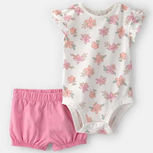 Baby Girl Carter's 2-Piece Floral Short Sleeve Bodysuit & Shorts Set