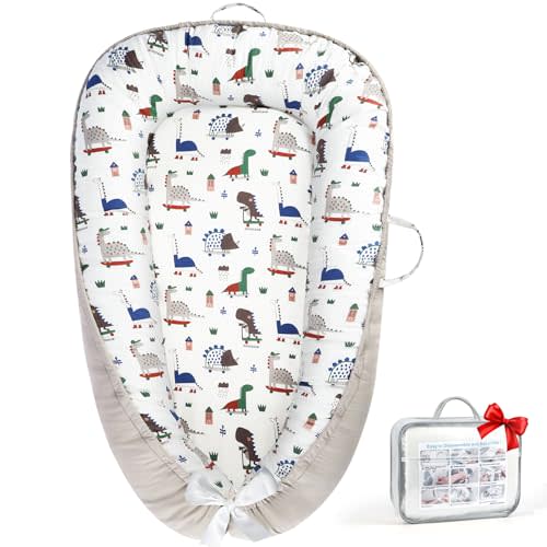 Baby Lounger - Baby Lounger for Newborn 0-24 Months, Breathable Pure Cotton Baby Nest Lounger Cover, Baby Registry Newborn Essentials Gifts, Portable Floor Tummy Time Lounger for Home & Travel