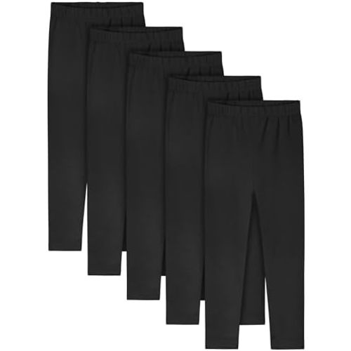 Resinta 5 Packs Toddler and Baby Girls Leggings Pants Full Length Cotton Basic Leggings Stretchy Soft Leggings Tights Pants