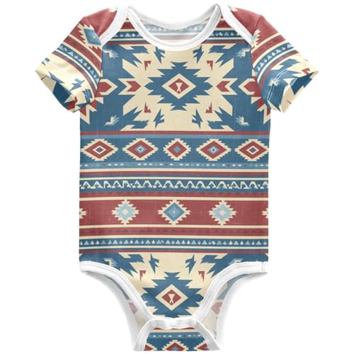 Pigsaly Native American Indian Geometric Unisex Baby Bodysuits Ethnic Tribal Aztec Navajo Newborn Short Sleeve Jumpsuit 3M