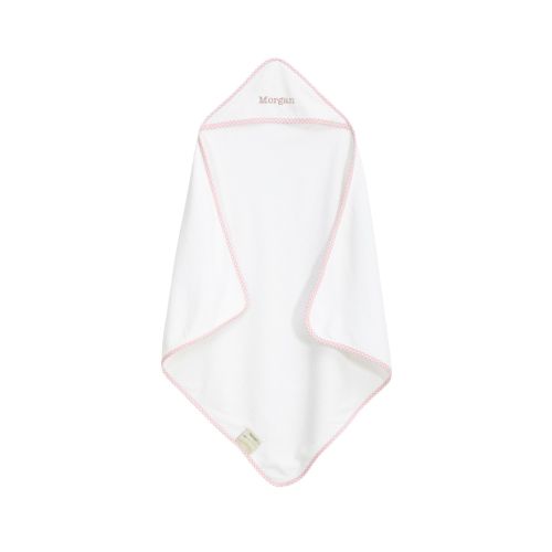 Pottery Barn Kids Gingham Baby Hooded Towels & Washcloth Set in Pink