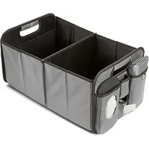Munchkin Out-n-About Trunk Organizer for SUVs and Cars with Portable Changing Pad and Wet Baby Wipes for Diaper Changes On-the-Go, Collapsible, Grey