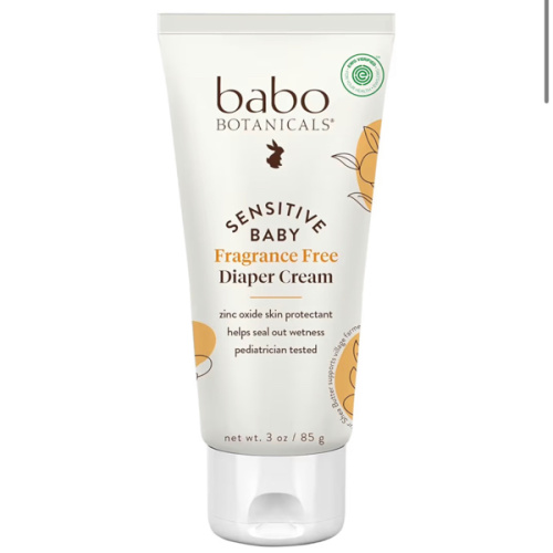 Babo Botanicals Sensitive Baby Fragrance-Free Diaper Cream - 25% Natural Zinc Oxide - Calendula, Shea & Cocoa Butter - EWG Verified - Vegan- From birth on
