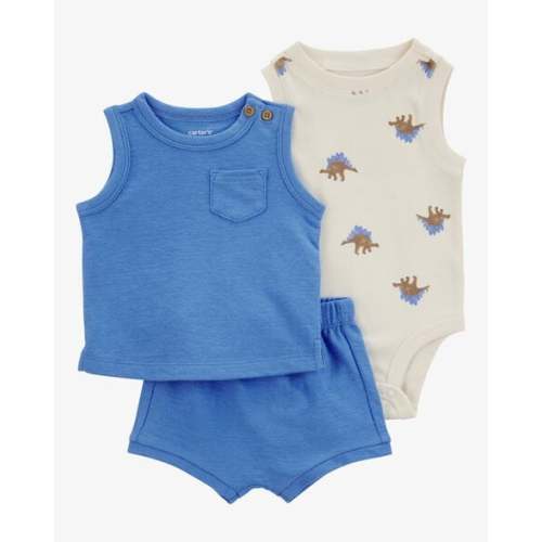 Baby Boy 3-Piece Dinosaur Little Short Set - Blue/Ivory - Carter's | Carter's