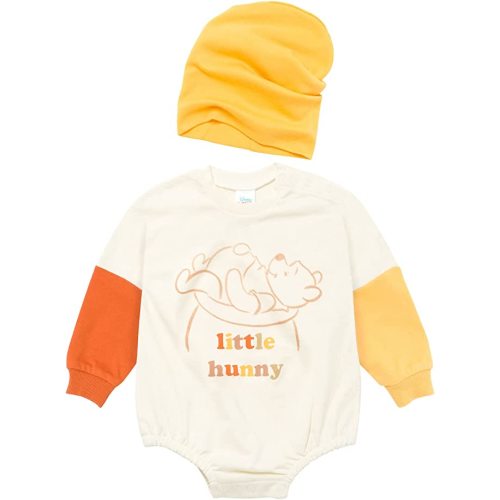 Disney Minnie Mouse Mickey Mouse Winnie the Pooh Baby French Terry Oversized Long Sleeve Bodysuit and Hat Newborn to Infant - 0-3 Months