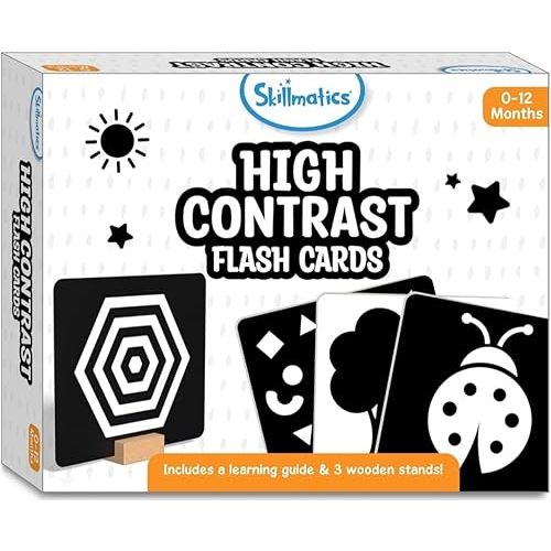 Newborn Flash Cards, Set of 50 Black and White High Contrast Baby Flashcards, Toys for Newborn, Visual Stimulation, Brain and Sensory