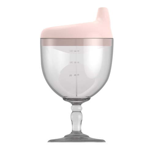 Baby Sippy Cup Wine Glass Baby Stemware With Bottle Tall Glass Spill Proof Plastic Stemware(Pink)