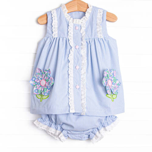 Bleu: Louise Applique Diaper Set, Blue – Stitchy Fish
