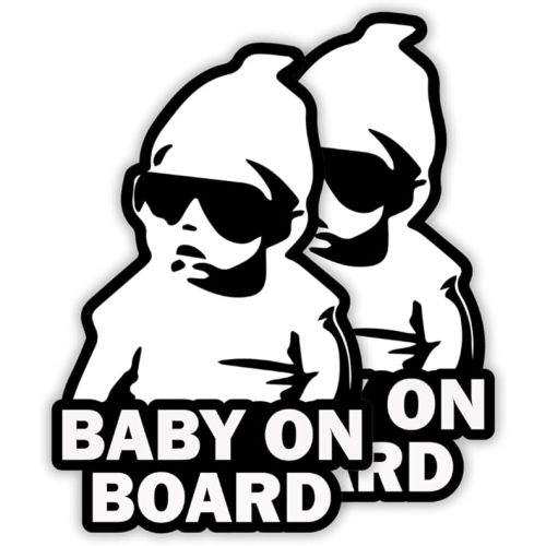 TOTOMO Baby on Board | Carlos from The Hangover Sticker (2 Pack) – Funny Cute Safety Caution Car Decals, Durable Vinyl Sign for Window or Bumper – Peel-and-Stick, No Magnet or Suction Cup Needed