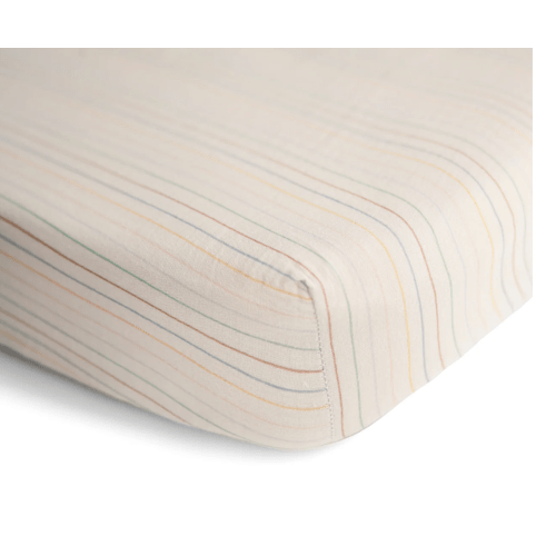 Mushie Extra Soft Muslin Crib Sheet - Rainbow Stripe