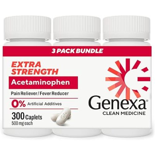 Genexa Acetaminophen 500mg Extra Strength Made Clean, 300 Tablets