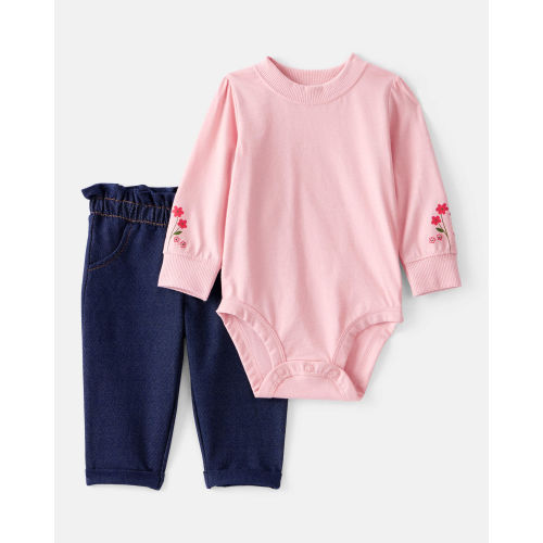 Baby Girl 2-Piece Floral Bodysuit & Pant Set - Pink - Carter's | Carter's