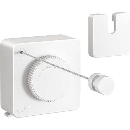 JOOM Retractable Clothesline Indoor, 13.7 FT Wall Mounted Single Line Laundry Line, Heavy Duty Stainless Steel Clothesline with Anti-Sag Lock for Bathroom, Laundry Room, Apartment, White