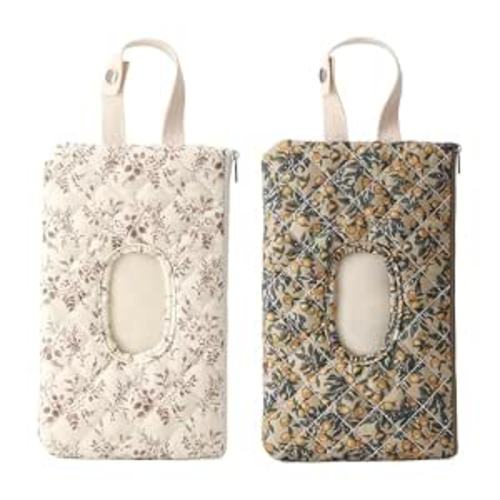 Quilted Baby Wipe Holder Floral Wipe Pouch Portable Hanging Wet Wipes Bag for Stroller, Travel