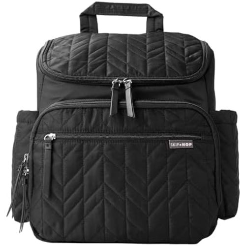 Skip Hop Diaper Bag Backpack: Forma, Multi-Function Baby Travel Bag with Changing Pad & Stroller Attachment, Jet Black