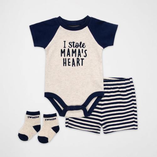 Baby Essentials Baby Boys 3-pc. Short Set, Color: Navy - JCPenney