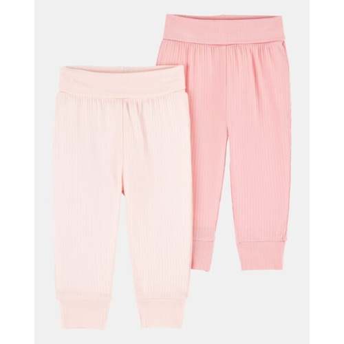 Baby Girl 2-Pack PurelySoft Pull-On Pants - Pink | Carter's